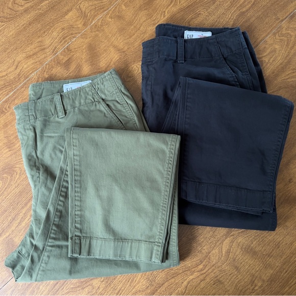 GAP Pants - Gap Women’s Downtown Khaki Green & Black Cotton Blend Capri Pants Plus Size 14